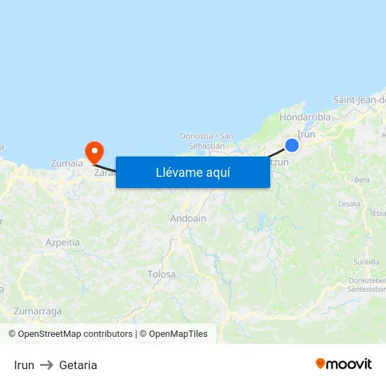 Irun to Getaria map