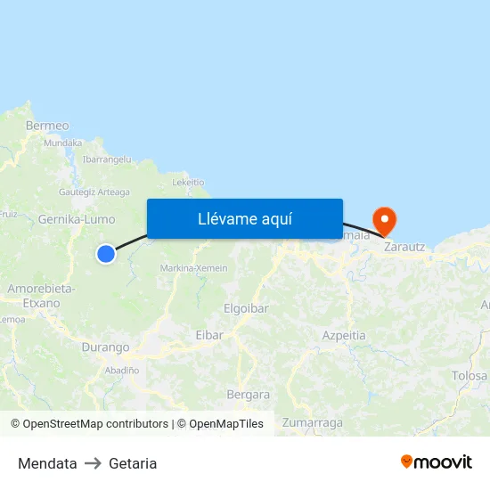 Mendata to Getaria map