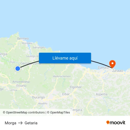 Morga to Getaria map