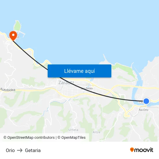 Orio to Getaria map