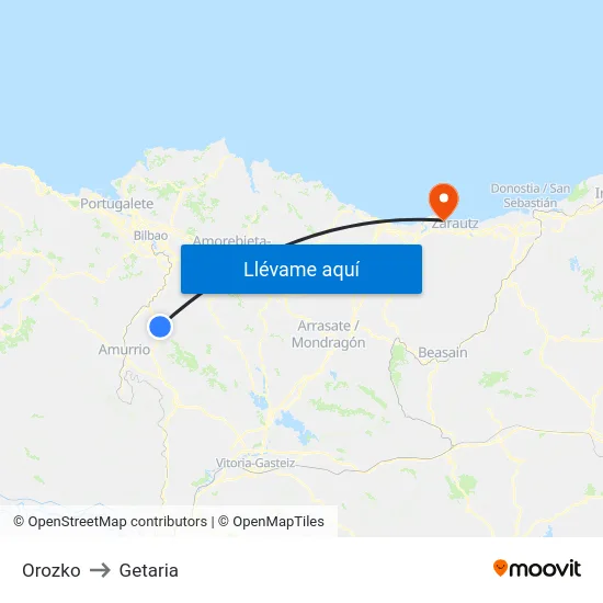 Orozko to Getaria map