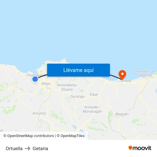 Ortuella to Getaria map