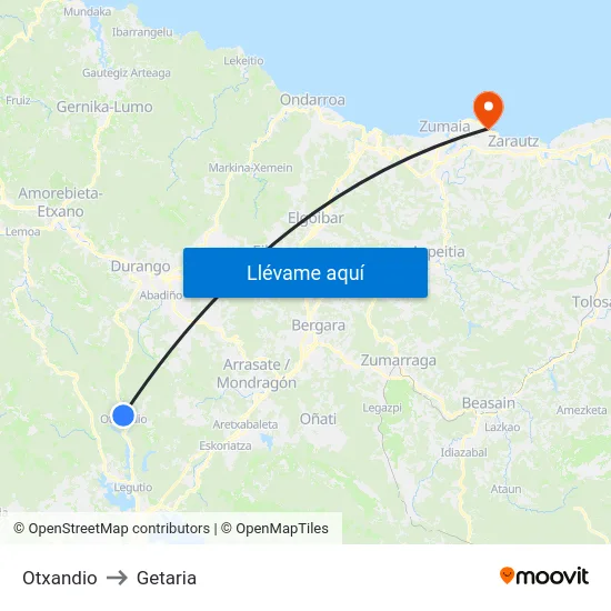 Otxandio to Getaria map