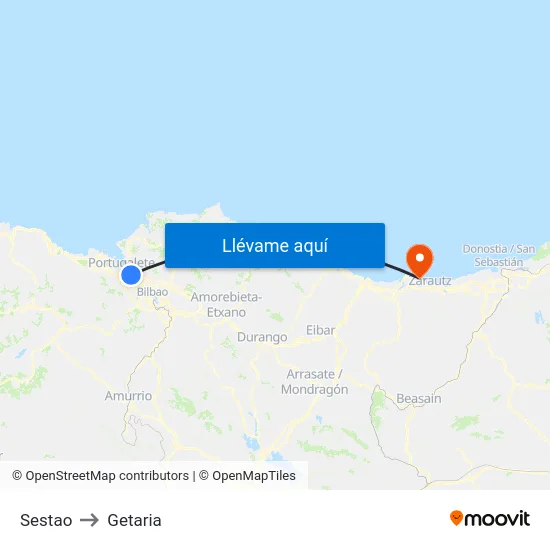 Sestao to Getaria map