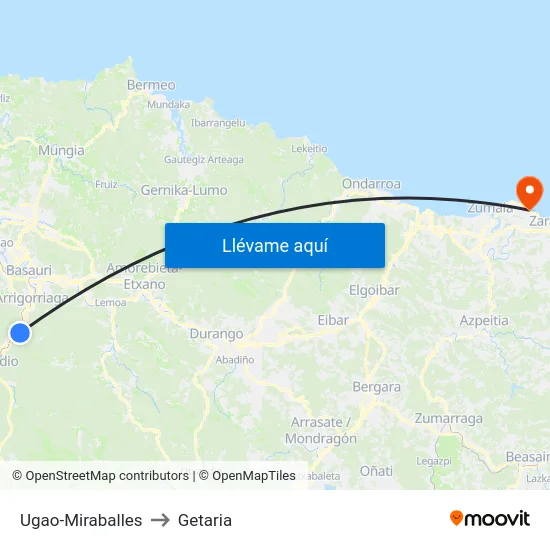 Ugao-Miraballes to Getaria map