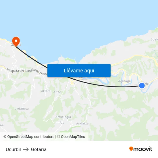 Usurbil to Getaria map