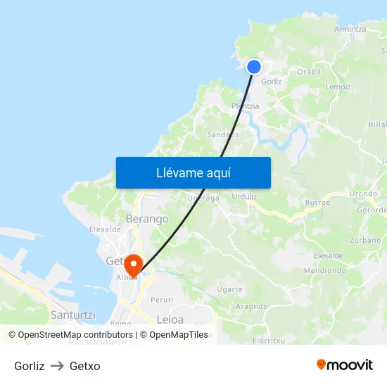 Gorliz to Getxo map