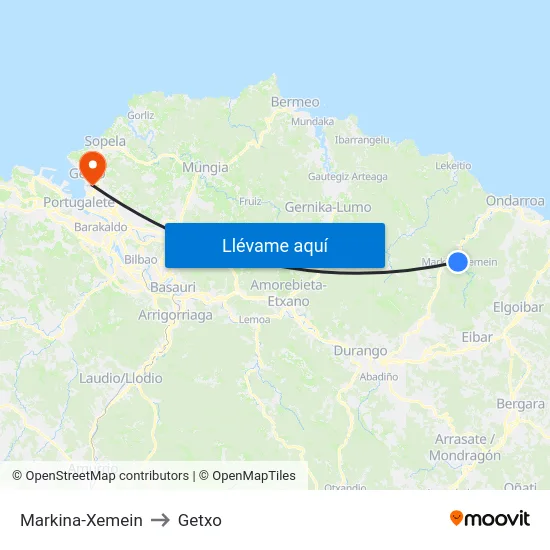 Markina-Xemein to Getxo map