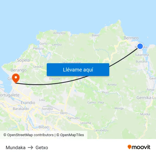 Mundaka to Getxo map