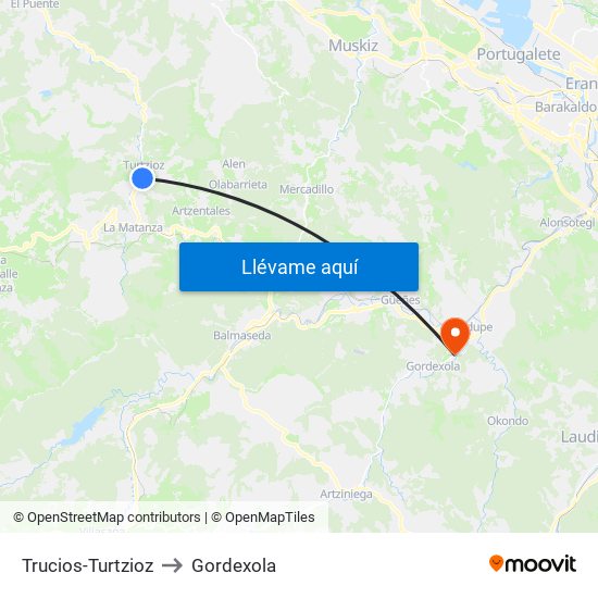 Trucios-Turtzioz to Gordexola map