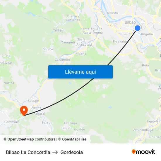 Bilbao La Concordia to Gordexola map