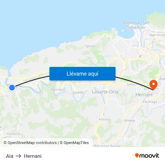 Aia to Hernani map