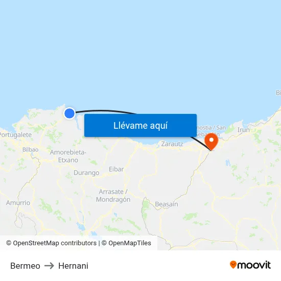 Bermeo to Hernani map