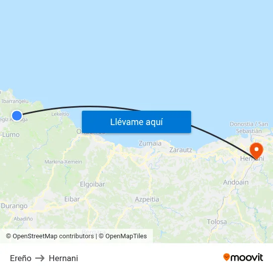 Ereño to Hernani map