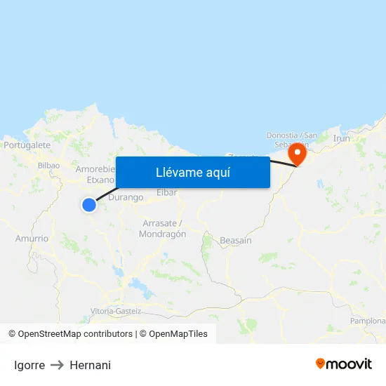 Igorre to Hernani map