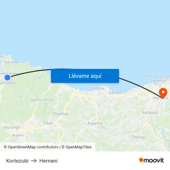 Kortezubi to Hernani map