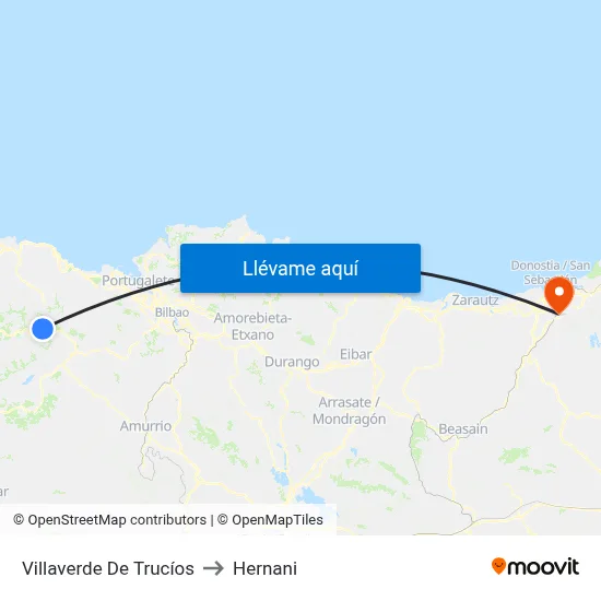Villaverde De Trucíos to Hernani map