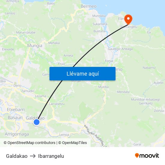 Galdakao to Ibarrangelu map