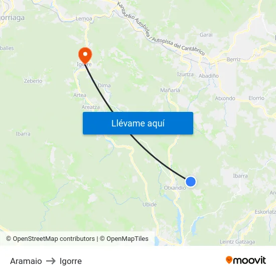 Aramaio to Igorre map