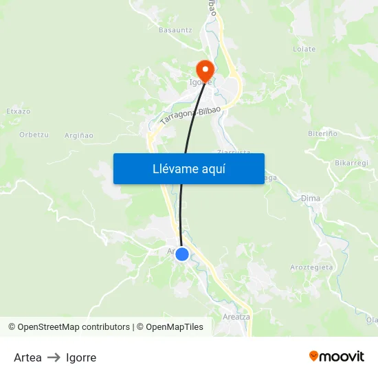 Artea to Igorre map