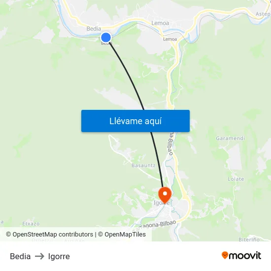 Bedia to Igorre map