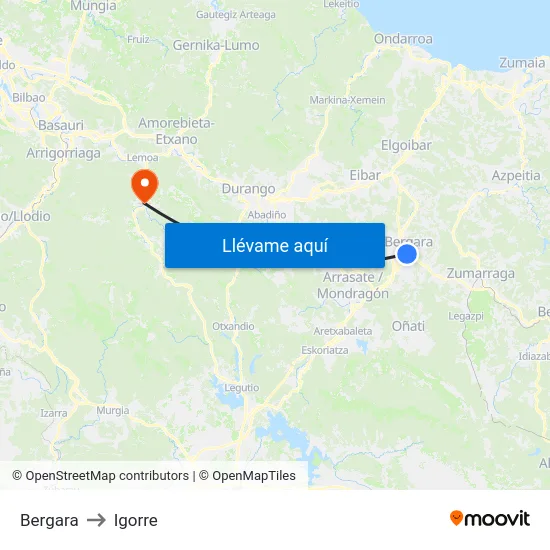 Bergara to Igorre map