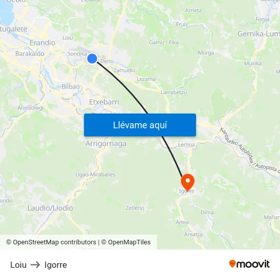Loiu to Igorre map