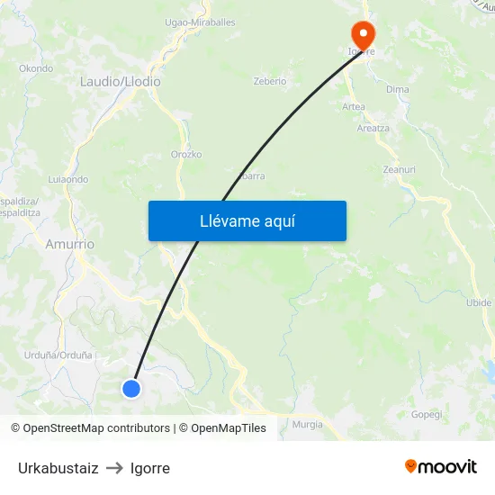Urkabustaiz to Igorre map