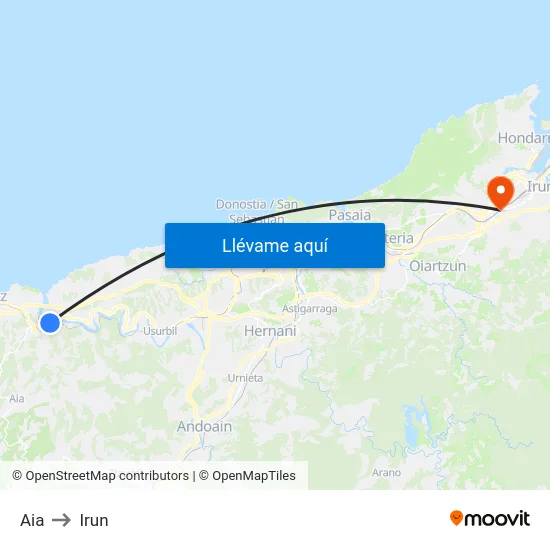 Aia to Irun map