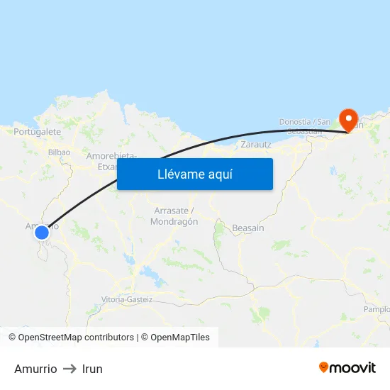 Amurrio to Irun map