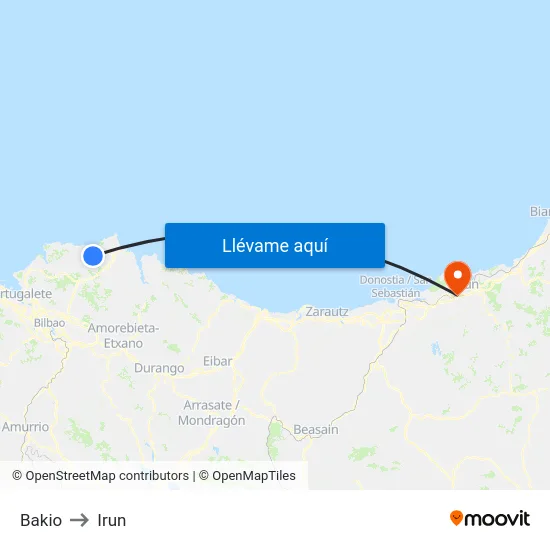 Bakio to Irun map