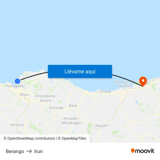 Berango to Irun map