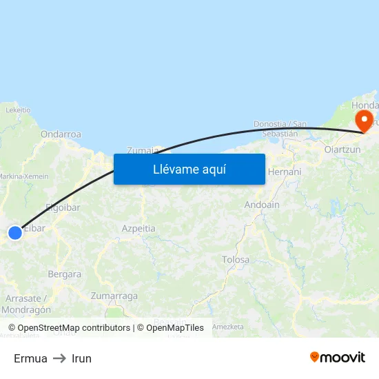 Ermua to Irun map