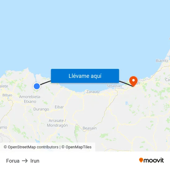 Forua to Irun map
