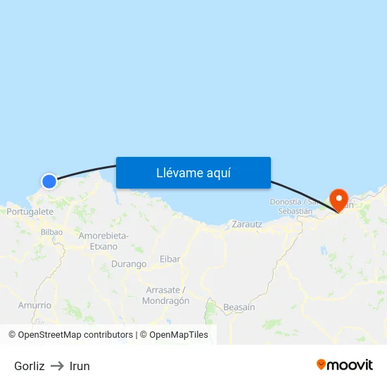 Gorliz to Irun map