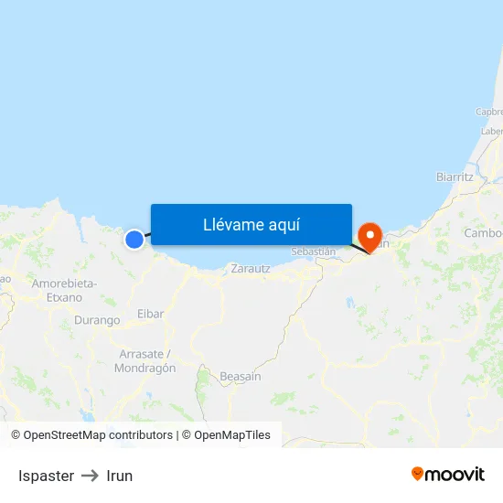 Ispaster to Irun map