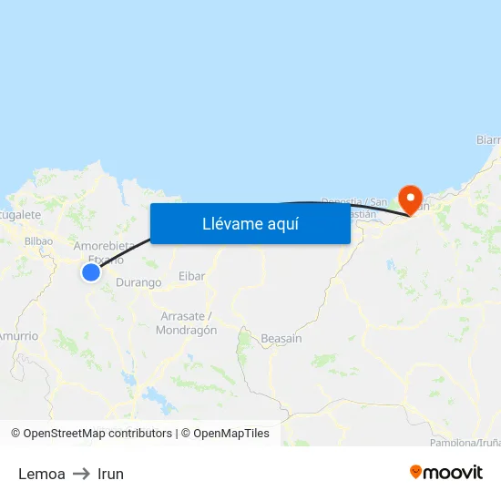 Lemoa to Irun map