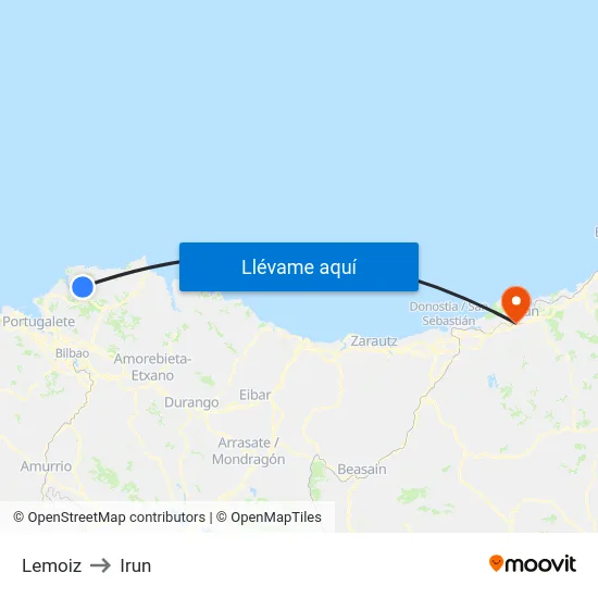 Lemoiz to Irun map