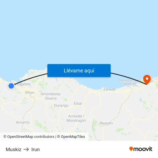 Muskiz to Irun map