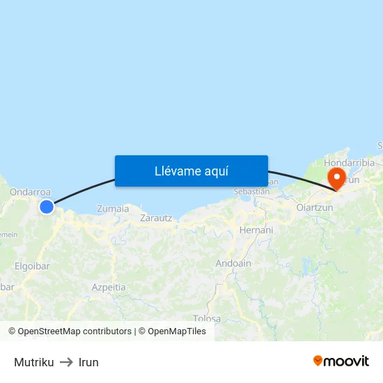 Mutriku to Irun map