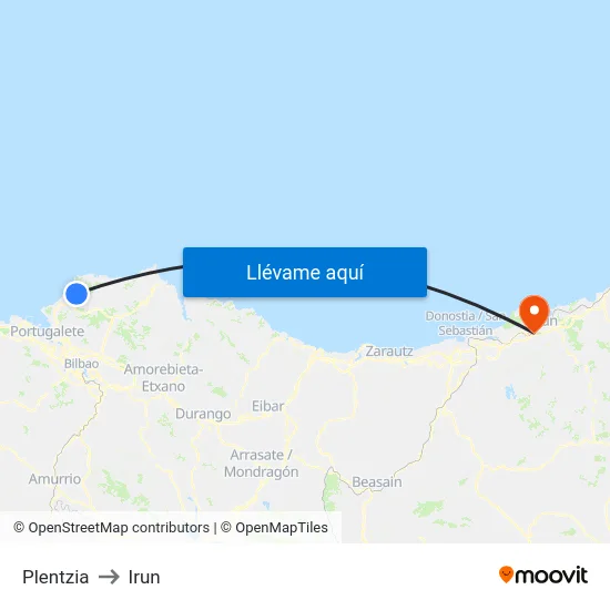 Plentzia to Irun map