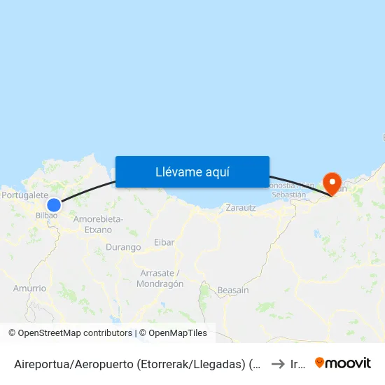 Aireportua/Aeropuerto (Etorrerak/Llegadas) (1003) to Irun map