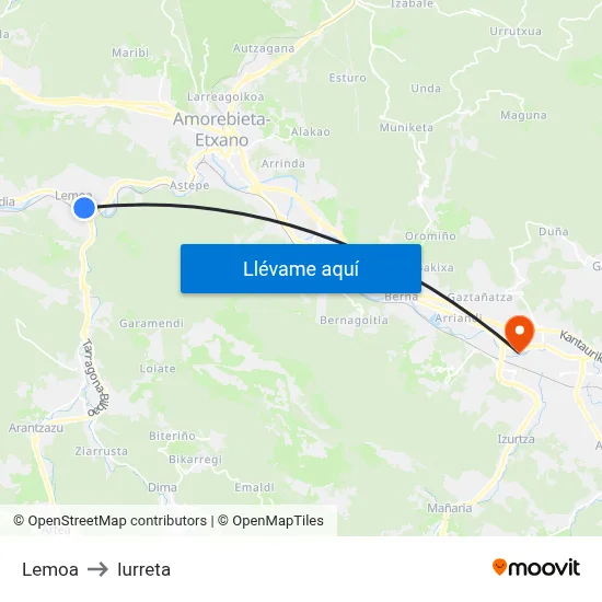 Lemoa to Iurreta map