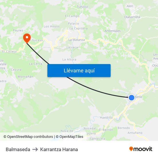 Balmaseda to Karrantza Harana map