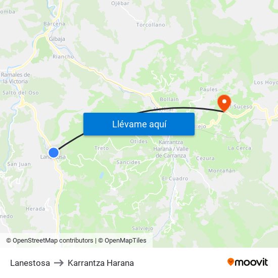 Lanestosa to Karrantza Harana map