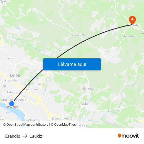 Erandio to Laukiz map