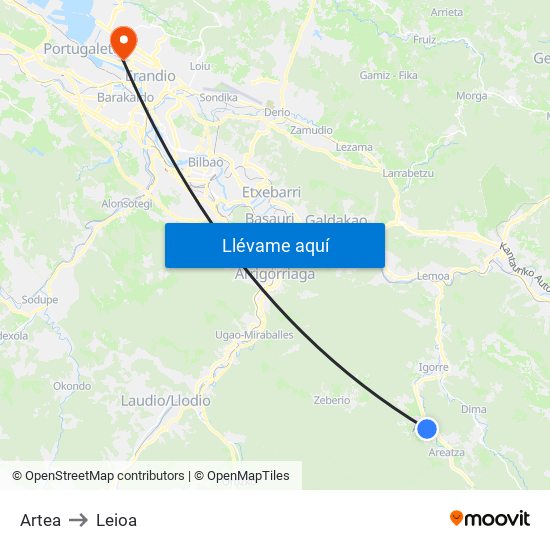 Artea to Leioa map