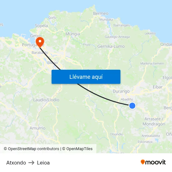 Atxondo to Leioa map