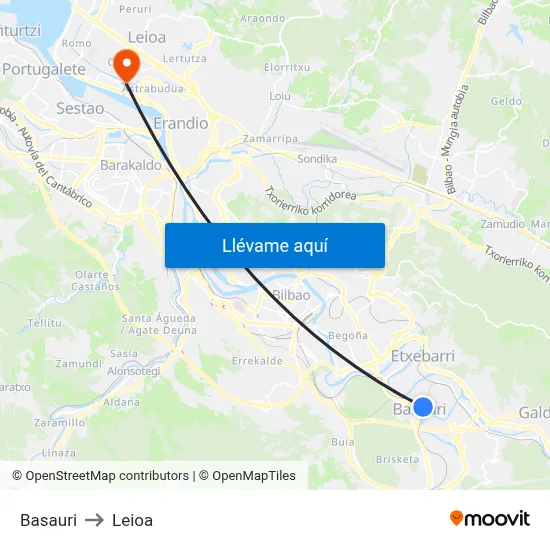 Basauri to Leioa map
