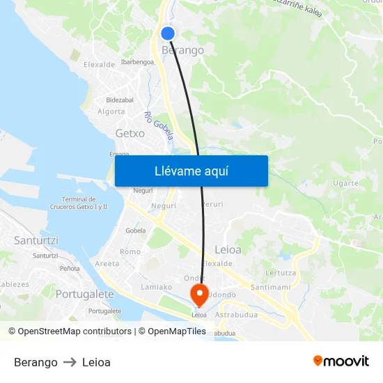 Berango to Leioa map